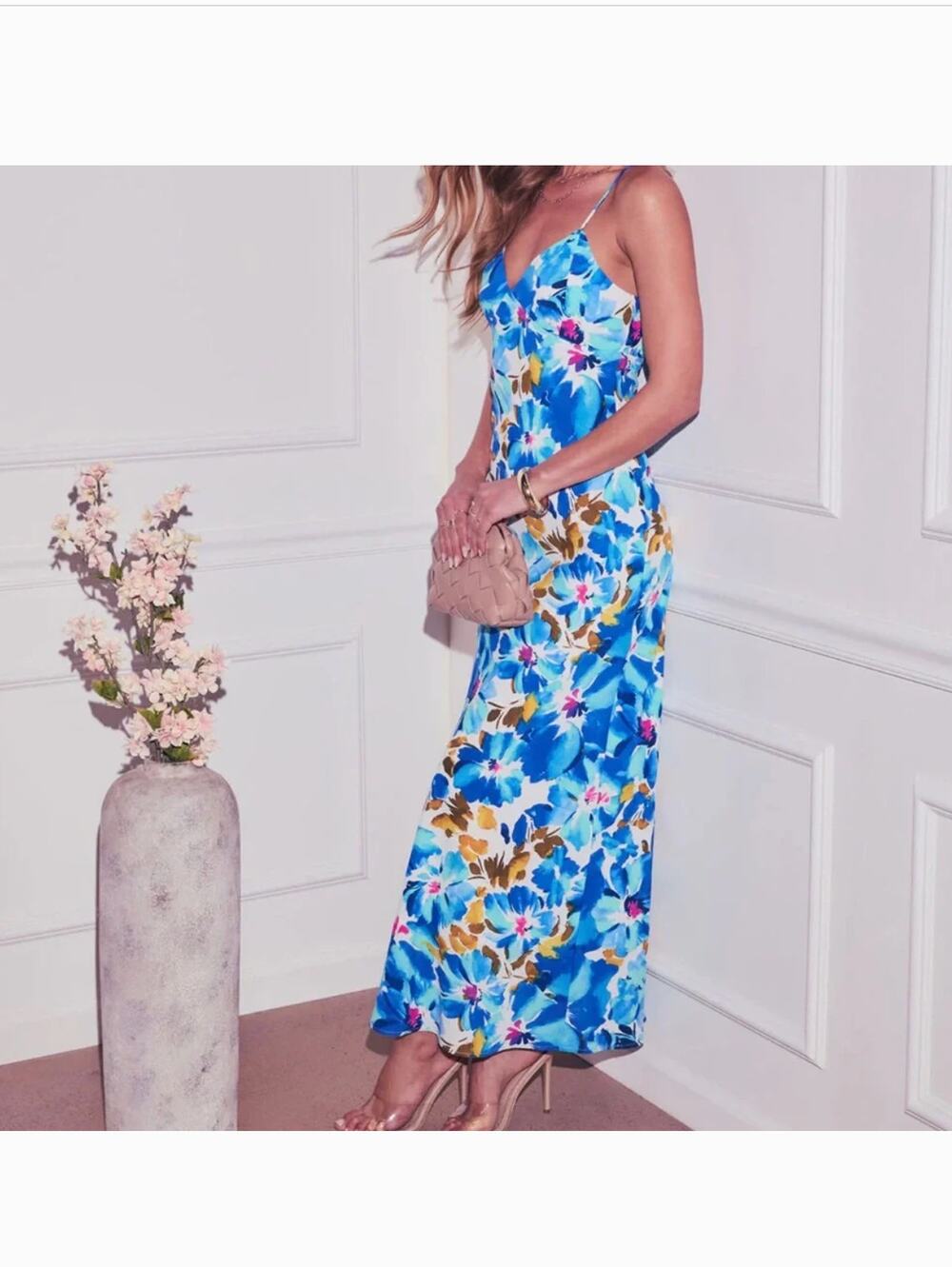 Vici Blue Floral Maxi Dress Size Small